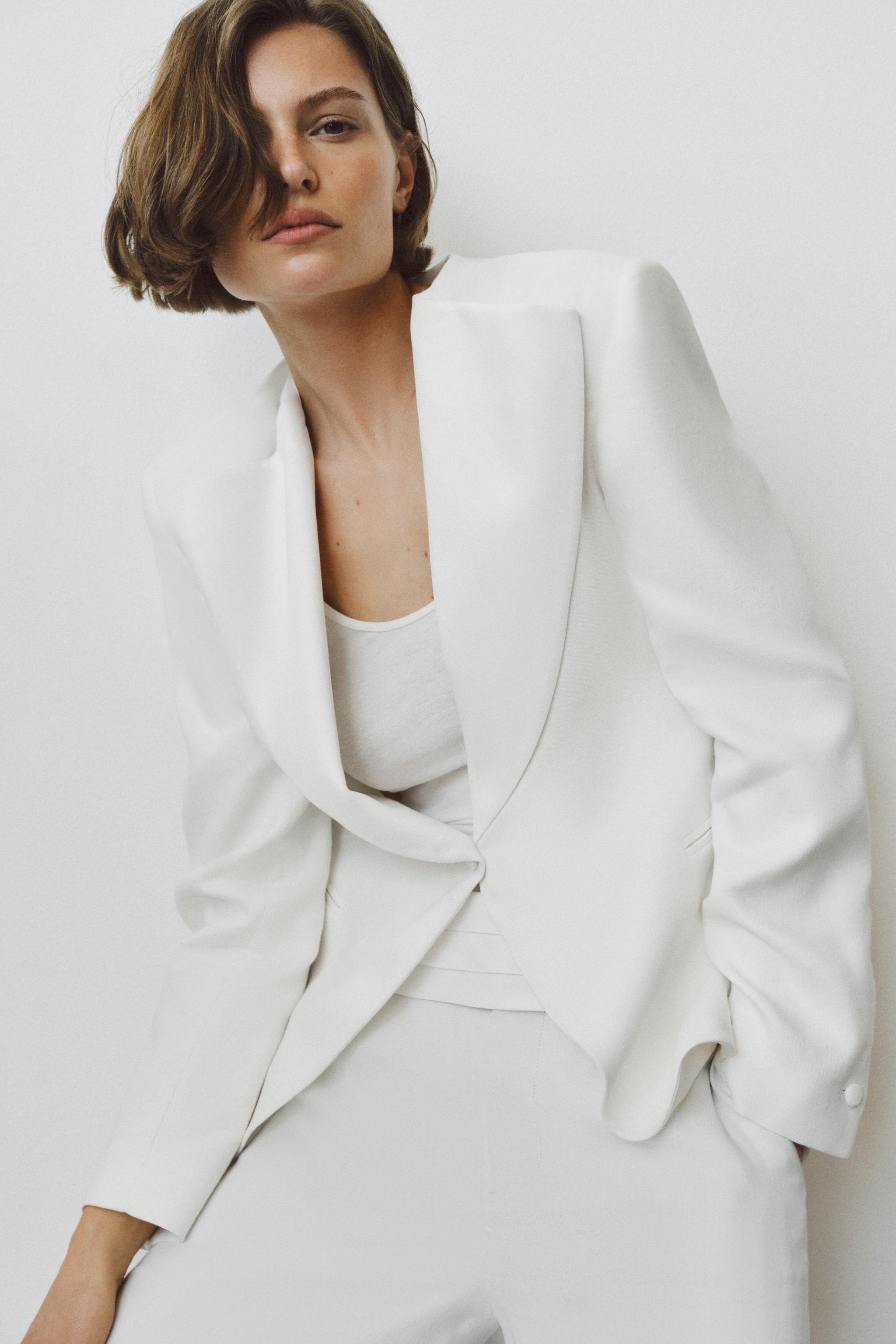 ZW COLLECTION LINEN BLEND TUXEDO BLAZER